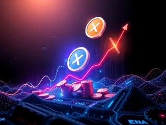 A visual representation of the Ethena ENA token price surging after a significant ENA buyback, highlighting market confidence.