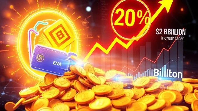 A visual representation of Ethena ENA tokens being transferred to exchanges, symbolizing the recent 150M crypto transfer and its positive market impact.