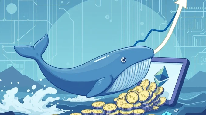 A crypto whale pulling Ethereum from Aave, symbolizing the significant ETH withdrawal impacting DeFi lending rates.