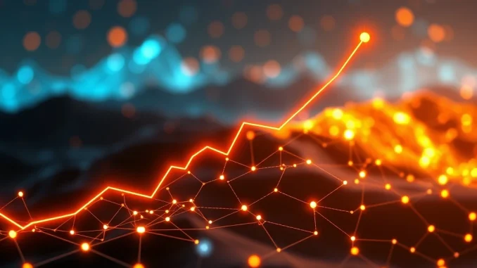 A digital graph visually represents Ethereum active addresses reaching 3.8 million, indicating strong network engagement and crypto market trends.