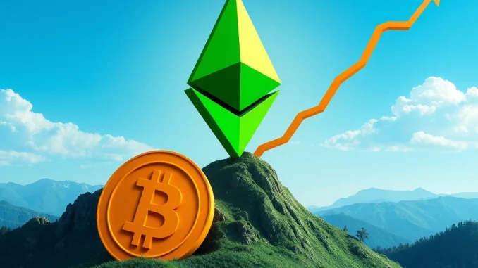 A visual representation of Ethereum's strong performance over Bitcoin, signaling an exciting altcoin season ahead.