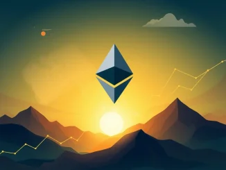 An upward-trending chart with an Ethereum logo, symbolizing Asia's lead in the recent Ethereum rally and market growth.