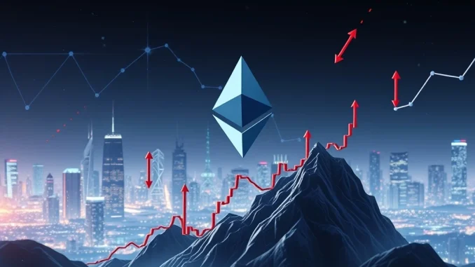 Ethereum ATH: Billions in ETH Shorts Face Imminent Liquidation Threat A chart showing Ethereum price nearing its all-time high, symbolizing the potential for ETH short liquidation.