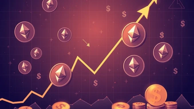 A visual representation of Bit Digital's stock surging as its Ethereum expansion strategy gains momentum, reflecting positive Ethereum news.