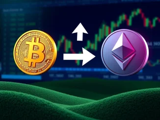 Chart illustrating a significant BTC to ETH shift in crypto market funds, highlighting growing Ethereum inflows.