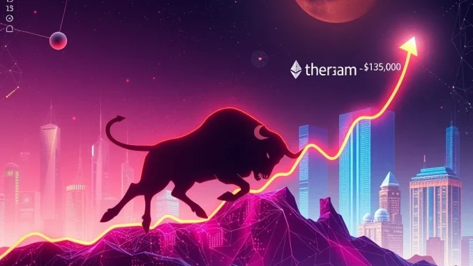 A visual representation of Ethereum's price surging towards ambitious targets, reflecting the strong ETH open interest and optimistic Ethereum price prediction.