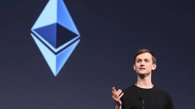 Vitalik Buterin discussing Ethereum decentralization at a conference