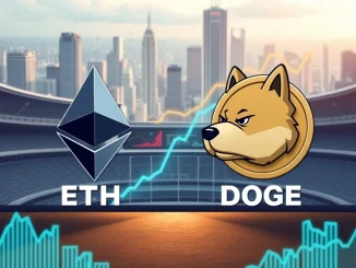 A visual representation of Ethereum vs Dogecoin, highlighting their potential for future growth and a significant Ethereum price prediction.