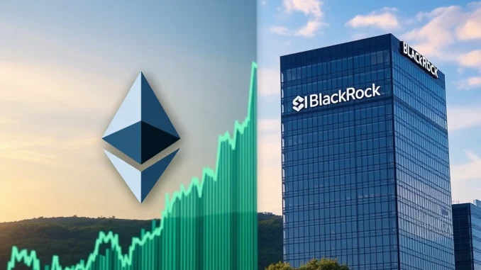 A chart showing the rapid growth of BlackRock ETHA, highlighting its significant impact on the Ethereum ETF market.