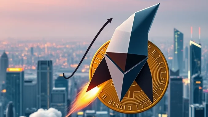 BlackRock's Ethereum ETF (ETHA) visually surpassing Bitcoin ETF (IBIT) in institutional inflows, highlighting Ethereum's growing crypto investment appeal.