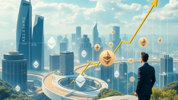 A visual representation of the significant growth and institutional interest in Ethereum ETFs, highlighted by the ETHA surge in digital finance.