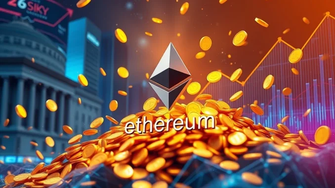 A visual representation of Ethereum ETFs experiencing massive inflows, symbolizing strong investor confidence in ETH.