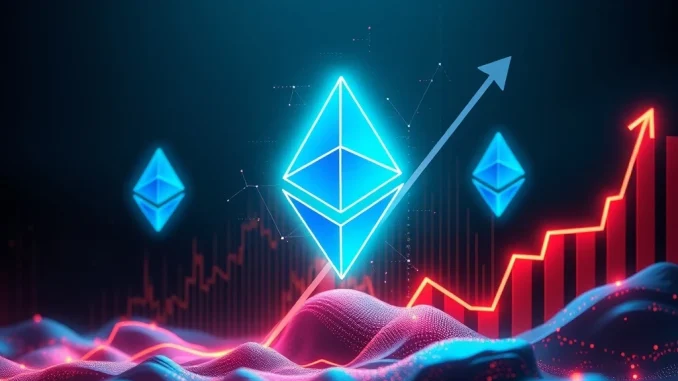 Ethereum ETFs: Unstoppable $453M Inflow Ignites Institutional Ethereum Rush Visualizing the massive growth of Ethereum ETFs, showing upward trends and institutional interest in digital assets.