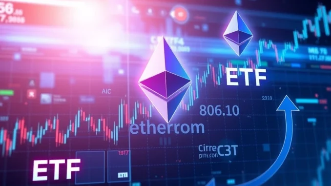 Ethereum ETFs showing inflows and outflows with key financial data highlights