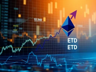 A graphic illustrating the impressive growth of Ethereum ETFs, showing a chart rising above $30 billion in assets under management.