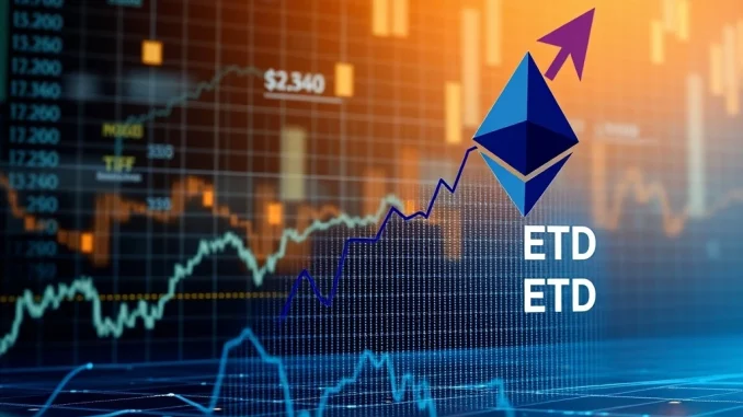 Ethereum ETFs: A Monumental $30 Billion Milestone Achieved A graphic illustrating the impressive growth of Ethereum ETFs, showing a chart rising above $30 billion in assets under management.