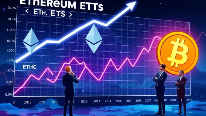 Ethereum ETFs: Phenomenal Growth Propels ETHA to $10 Billion Milestone Charts showing the explosive growth of Ethereum ETFs, highlighting ETHA's rapid ascent in crypto investment.