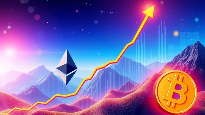 Charts showing Ethereum ETFs soaring past Bitcoin, symbolizing institutional confidence and Dencun upgrade impact.