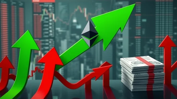 Charts showing Ethereum ETFs soaring, symbolizing strong institutional demand for ETH price growth.