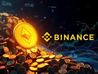 Visualizing a significant Ethereum (ETH) transfer, with ETH symbols moving towards a Binance logo, representing Trend Research's $52.84M crypto transfer.