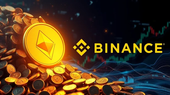 Visualizing a significant Ethereum (ETH) transfer, with ETH symbols moving towards a Binance logo, representing Trend Research's $52.84M crypto transfer.