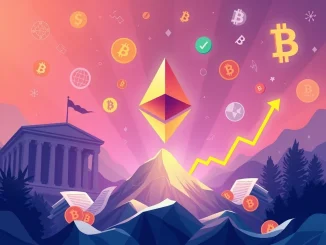 An upward-trending chart with the Ethereum ETH logo, representing its price surge fueled by the optimism surrounding stablecoin regulation.