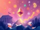 An upward-trending chart with the Ethereum ETH logo, representing its price surge fueled by the optimism surrounding stablecoin regulation.