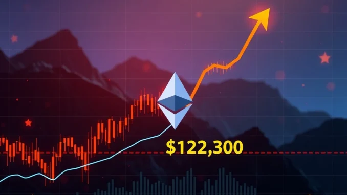 Chart showing Ethereum's symmetrical triangle breakout, signaling a potential ETH price surge to $12,300.
