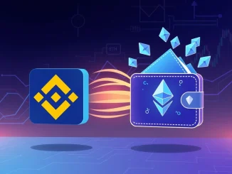 A large digital transfer of Ethereum (ETH) from Binance to a private wallet, representing Justin Sun's significant ETH withdrawal and its impact on crypto liquidity.
