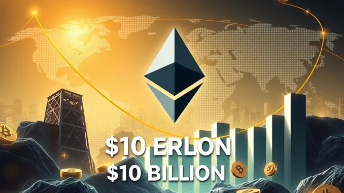 BlackRock ETHA Ethereum ETF's rapid ascent to $10 billion, symbolizing a monumental shift in institutional demand for crypto assets.