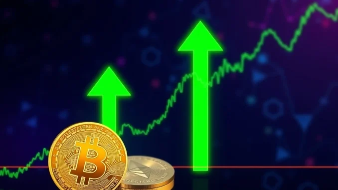 Ethereum's Explosive Ascent: ETH BTC Ratio Surges 72% as Volume Dominates Bitcoin A dynamic chart showing Ethereum's volume and price outperforming Bitcoin, symbolizing a significant crypto market shift driven by Ethereum news.