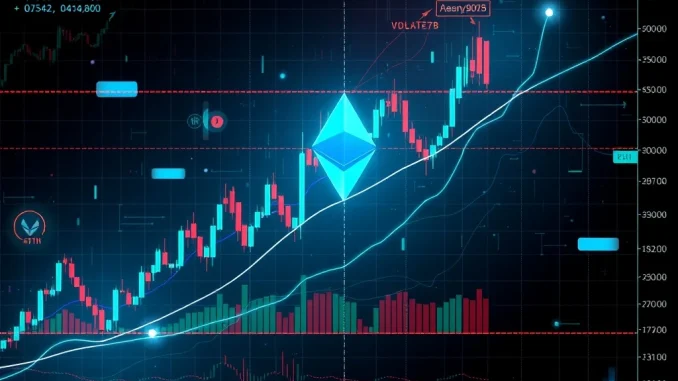 Ethereum (ETHUSDT) price chart showing volatility and key trading indicators