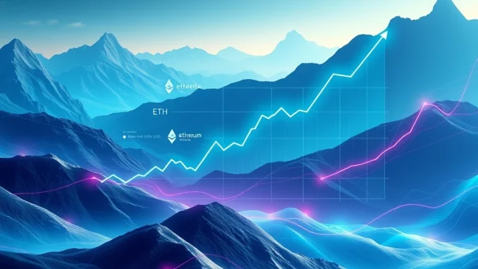 A chart showing a record surge in ETH futures OI, representing significant market leverage and potential ETH price movements.