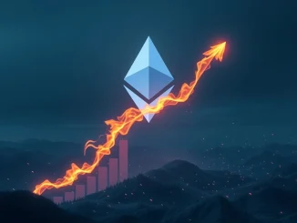 A digital graph showing soaring Ethereum gas fees amidst high network activity during an ERA airdrop, illustrating the impact on the Ethereum network.