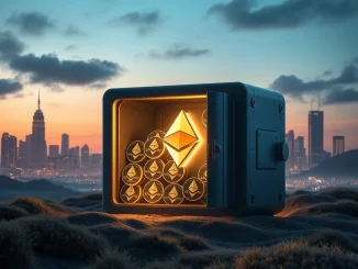 A digital vault overflowing with Ethereum holdings, symbolizing BitMine Immersion's rapid $2 billion milestone.