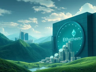 Charts and digital coins illustrating the significant growth of institutional Ethereum holdings by 69 firms.