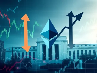 Chart showing volatile market movements with Ethereum investors' optimism about US rate cuts, highlighting economic uncertainty.