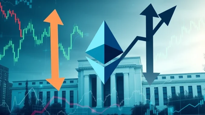 Chart showing volatile market movements with Ethereum investors' optimism about US rate cuts, highlighting economic uncertainty.