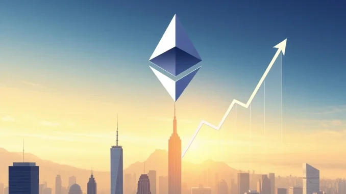 A chart illustrating Ethereum's market capitalization reaching a significant milestone, reflecting the impressive growth of ETH.