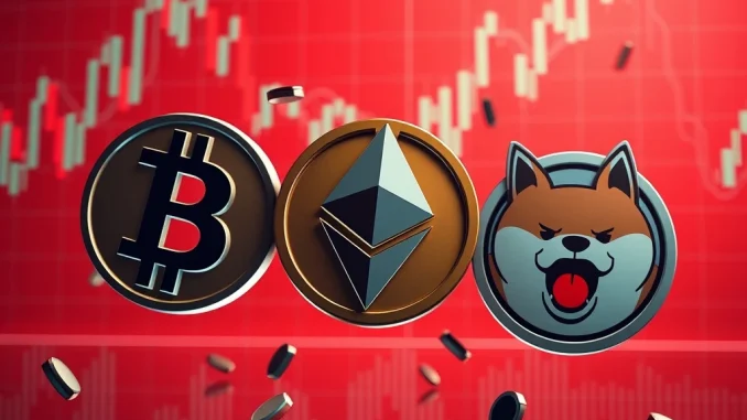 Bitcoin, Ethereum, and Dogecoin prices falling due to inflation surge