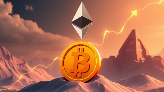 Chart showing Ethereum outperforming Bitcoin, symbolizing strong ETH price growth driven by institutional adoption and rising ETH Price.