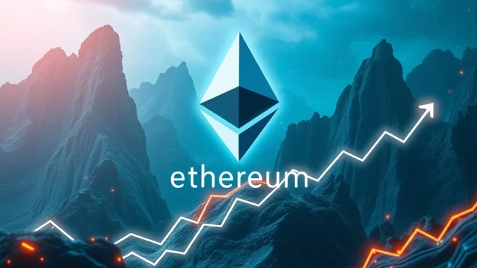 Ethereum logo surging with ETF inflows and bullish market trends