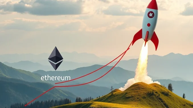 A visual representation of the current Ethereum news today, contrasting its steady growth towards a $5,000 forecast with MAGACOIN's speculative 10,000% ROI target.