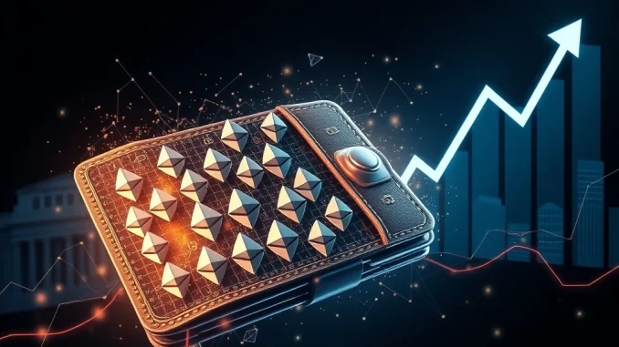 A chart showing a significant rise in Ethereum price, symbolizing the growth in ETH holdings driven by institutional interest and the latest Ethereum News.