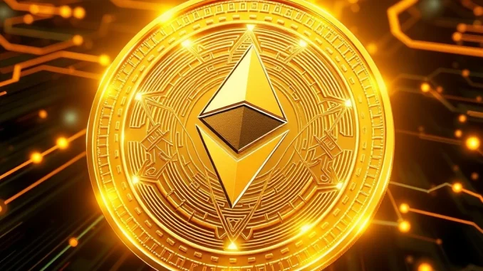 A digital brass coin representing the Forexus NFT Collection, symbolizing the rapid 4,000 ETH sell-out on Rarible via MegaETH Layer 2 blockchain.