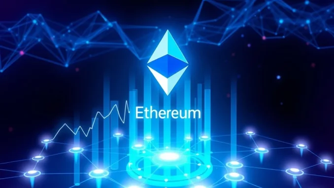 Ethereum blockchain network with rising price charts and open interest data