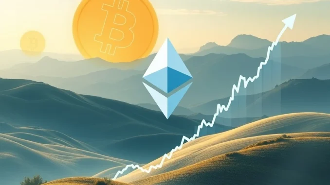 Ethereum price chart soaring past $3,600, illustrating significant ETH ETF inflows and potential Bitcoin outperformance.