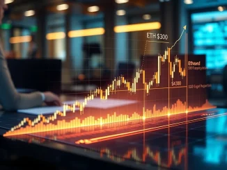 Ethereum price chart showing a predicted bottom at $4,300 and a potential rise, reflecting Fundstrat's ETH price prediction.