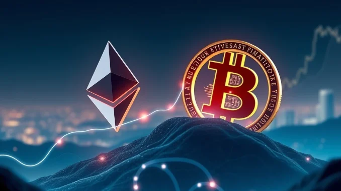Ethereum Price Soars: Unpacking Remarkable 2025 Gains Over Bitcoin A visual representation of Ethereum's price outperforming Bitcoin, symbolizing strong Ethereum gains driven by institutional investment.