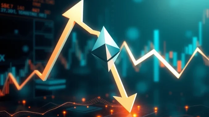 Ethereum: Crucial Price Prediction Markets Signal Caution for $5K Target A chart showing Ethereum's price volatility, symbolizing the dropping odds for the ETH $5000 target on prediction markets.